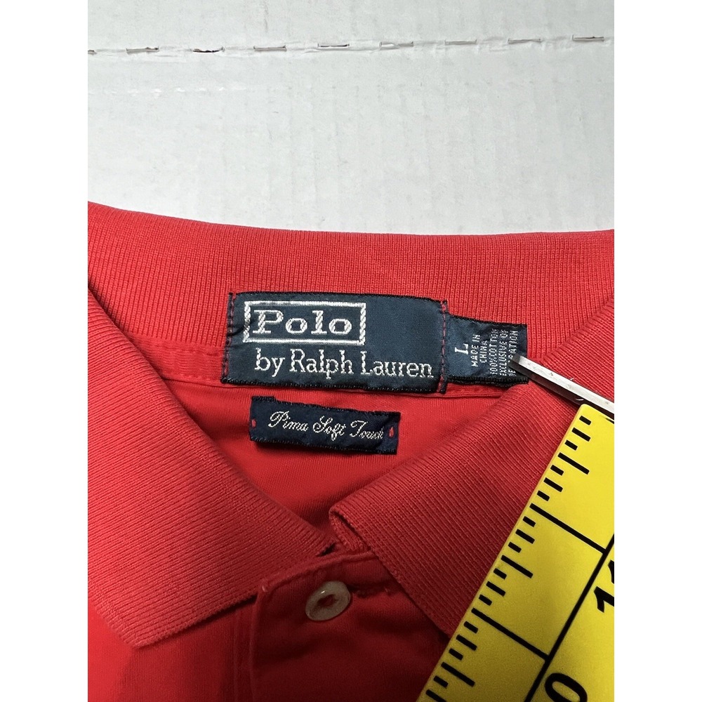 Vintage Polo Ralph Lauren Shirt Men's Large‎ Flesh Pony Golf Casual Preppy Red - Picture 5 of 10